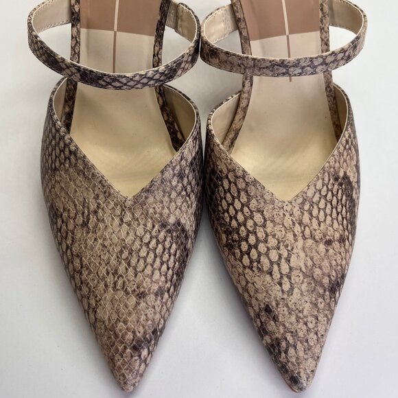 Dolce Vita  Kanika Heels Size 9.5 Sand Snake Embossed Leather Pointed Toe - Picture 10 of 16